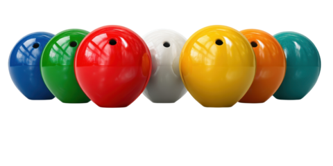 Collection of Solid Color Balls on Transparent Background