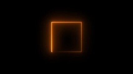 live streaming neon text frame animation. Neon glowing blue color square rectangle picture frame icon animation border frame shape rotating display screen. on a black - Powered by Adobe