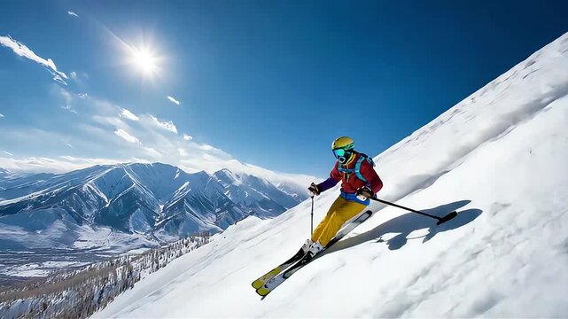 A person glided gracefully down the snowy slope, carving through the powder with skill and confidence.