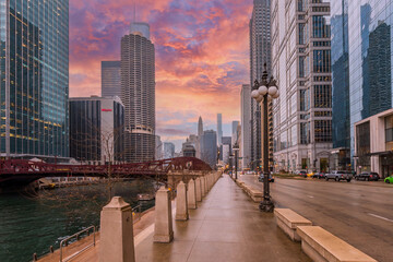 Obraz premium Chicago City riverside view in USA