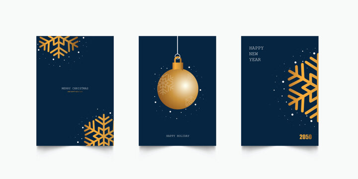 Merry christmas and happy new year luxury design for greeting card cover template holiday design on set