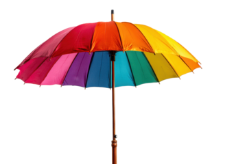 Rainbow umbrella isolated on transparent background for rainy days