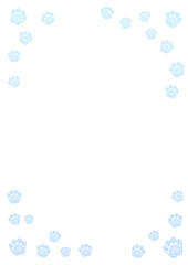 Blue watercolor paw print vertical frame decoration