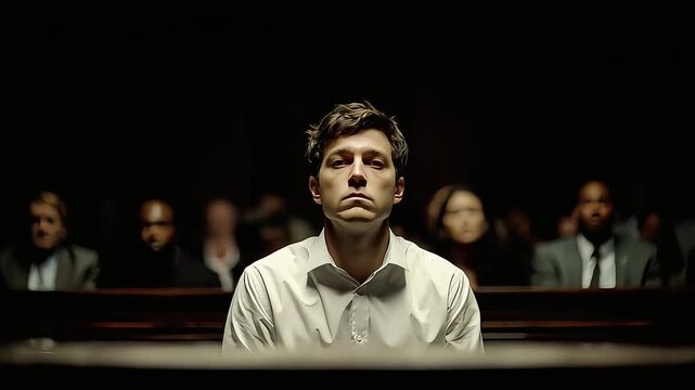 Accused Man Stands Solemnly During Tense Court Proceedings.