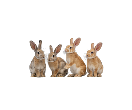 Four cute rabbits
