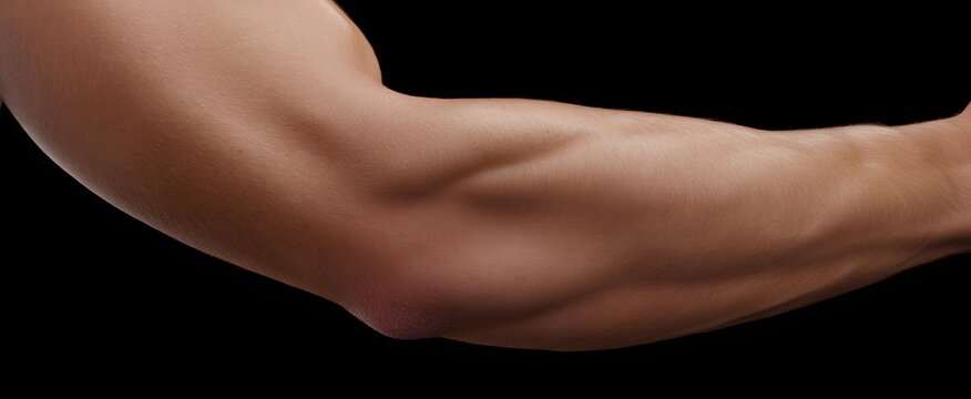 The elbow joint flexing showing realistic skin detail and natural texture on the arm
