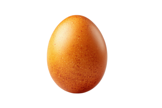 Single brown egg isolated on transparent background for cooking design