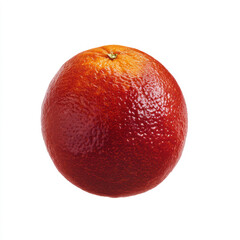 Fototapeta premium A single blood orange fruit with a textured, deep red peel, isolated on a plain white background