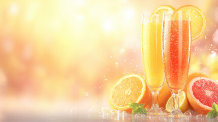 Refreshing citrus cocktails with a vibrant background.