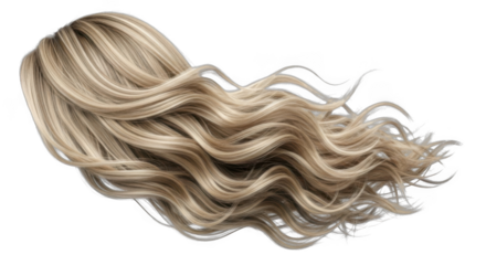 Beautiful flowing blonde hair wig isolated realistic texture and shine
