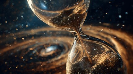 Mesmerizing Cosmic Hourglass in a Nebula Filled with Galaxies, Stars, and Constellations Depicting the Endless Continuum of Time and Space