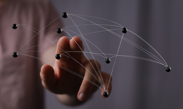 Abstract technology concept showing global network connections, communication and internet, digital world. - Powered by Adobe