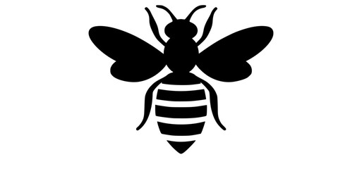 a black and white silhouette of a beeant, bee, black, icon, illustration, insect, profile, wasp, white 