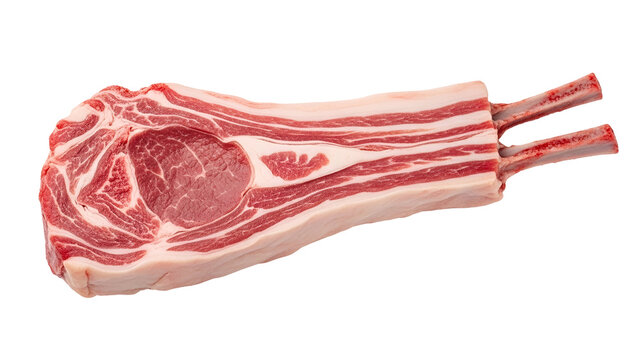 Raw Lamb Chops with Rich Red Meat and White Fat on a Transparent Background - Powered by Adobe