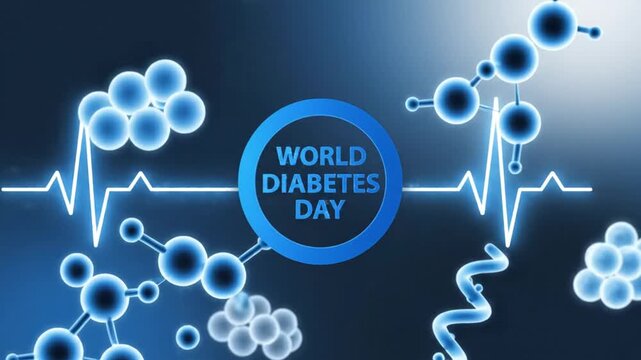 A sophisticated and professional seamless loop animation designed for World Diabetes Day awareness campaigns. 
