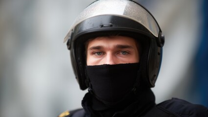 Riot police in Russia. Russian riot police officer is a faithful companion of the political regime. Dictatorship. Autocracy. First indication of tyranny