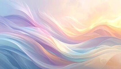 Abstract pastel flowing waves with soft colors create a calming, ethereal, dreamlike feel