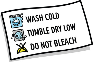 Laundry Care Symbols For Washing Tumble Drying And Bleaching Instructions On White Paper With Black Outline