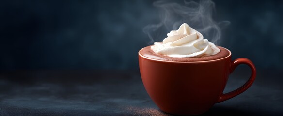 The steaming mug of hot cocoa with fluffy cream topping looks super cozy and tasty