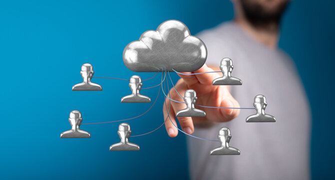 Abstract image representing cloud computing, data, connections, and technology. Network concept of people conne