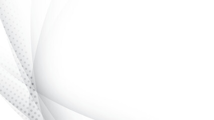 Abstract white and gray color, modern design stripes background with geometric shape and dot pattern, halftone effect. Vector illustration.