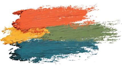 Textured brushstrokes orange, yellow, green, and teal art