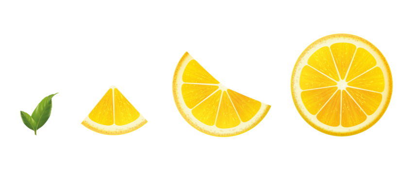 Lemon's Fresh Slice: A bright, zesty lemon, artfully sliced and presented, with a vibrant green leaf, it is perfect for evoking freshness and healthy living.
