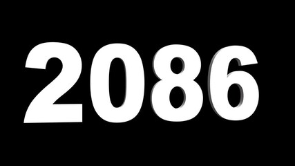 Flipping 3D 2086 dynamic Happy New Year’s celebration symbol ideal holiday greetings business strategy planning motivational goals. Great for celebrations, events, messages, and festivals. 