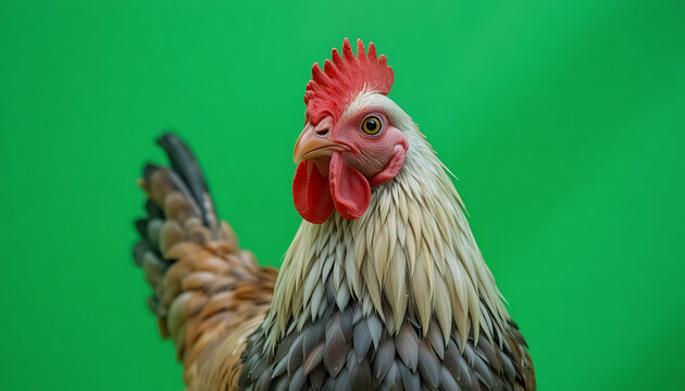 rooster in the farm green screen background 