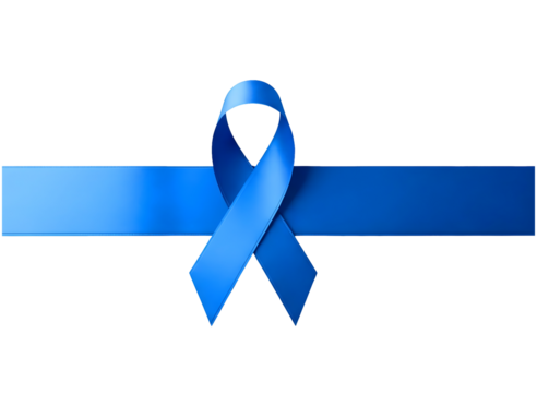 Blue awareness ribbon symbol of support and hope isolated on transparent background