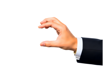 Man s hand making a small gesture isolated on transparent background