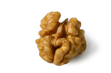 Peeled Walnut Macro on White Background Texture