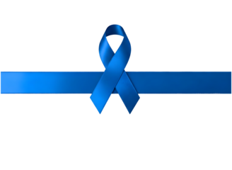 Blue awareness ribbon symbol for prostate cancer support isolated on transparent background