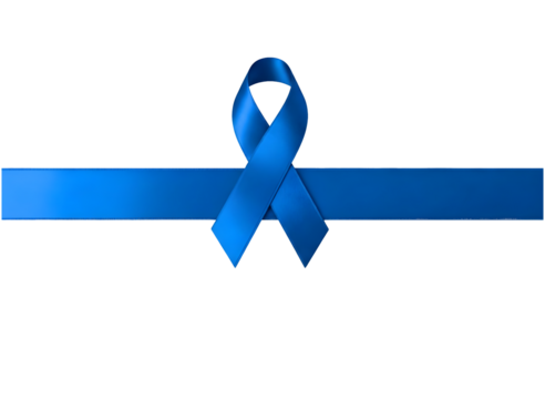 Blue awareness ribbon symbol for prostate cancer support isolated on transparent background