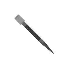 nail punch flat design vector illustration isolated on white background.  driving nails below the surface in woodworking.  carpentry, construction, repair, metalworking, hardware, equipment, manual