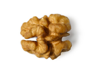 Peeled Walnut Close-Up on White Background Natural