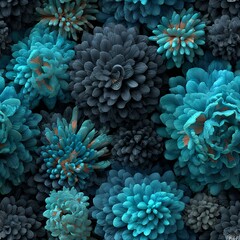 Fototapeta premium closeup of textured teal and blue floral arrangement