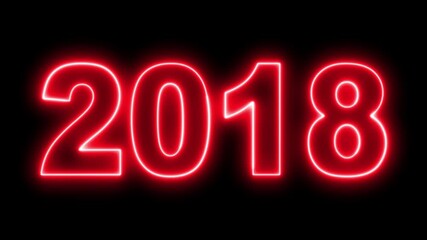 2018 Happy new year 2018 neon animated background greetings happy new year 2018 fireworks neon text . Represents New Year's Eve, celebration, Christmas, countdown, and future concepts.