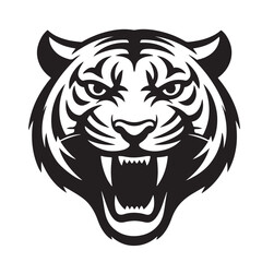 tiger head vector.  Isolated predator illustration, Mascot silhouette of wild animal,
