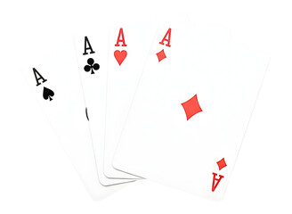 Obraz premium Four aces playing cards isolated on transparent background