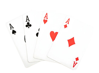Obraz premium Four aces playing cards isolated on transparent background