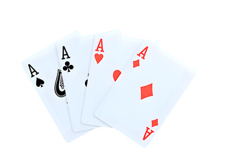 Obraz premium Four aces playing cards isolated on transparent background