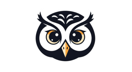 Mysterious glowing owl face icon symbol abstract minimalist art digital graphic