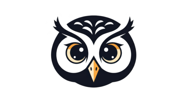 Mysterious glowing owl face icon symbol abstract minimalist art digital graphic