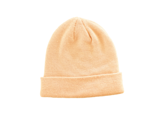 salmon colored beanie or bonnet isolated on transparent background