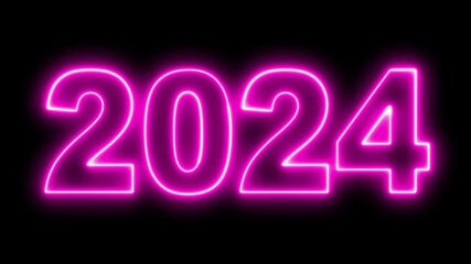 2024 Happy new year 2024 neon animated background greetings happy new year 2024 fireworks neon text . Represents New Year's Eve, celebration, Christmas, countdown, and future concepts. - Powered by Adobe