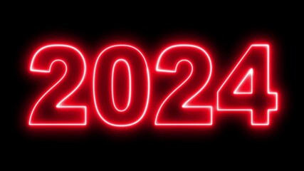 2024 Happy new year 2024 neon animated background greetings happy new year 2024 fireworks neon text . Represents New Year's Eve, celebration, Christmas, countdown, and future concepts. - Powered by Adobe