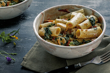 Classic Italian Rigatoni with Chicken and Spinach Cream Sauce