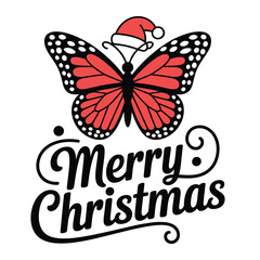 Merry Christmas butterfly with a Santa hat festive holiday design.jpg