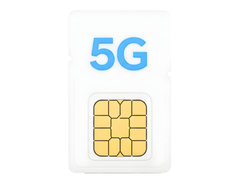 5g sim card isolated on transparent background